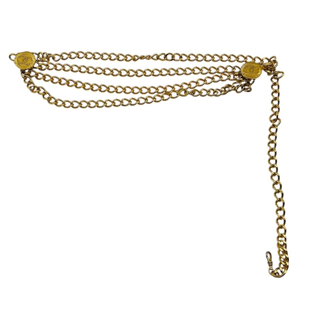 CHANEL VINTAGE 1984 GOLD CC MEDALLION CHAIN BELT - Picture 2 of 8